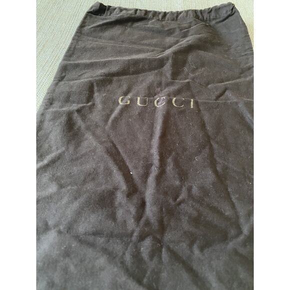 GUCCI Shoe Cotton Dust Bag Brown Gold Print Drawstring Italy - Picture 1 of 6